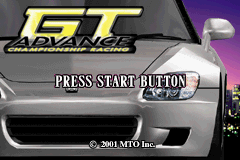 GT Advance Championship Racing title screen for GameBoy Advance